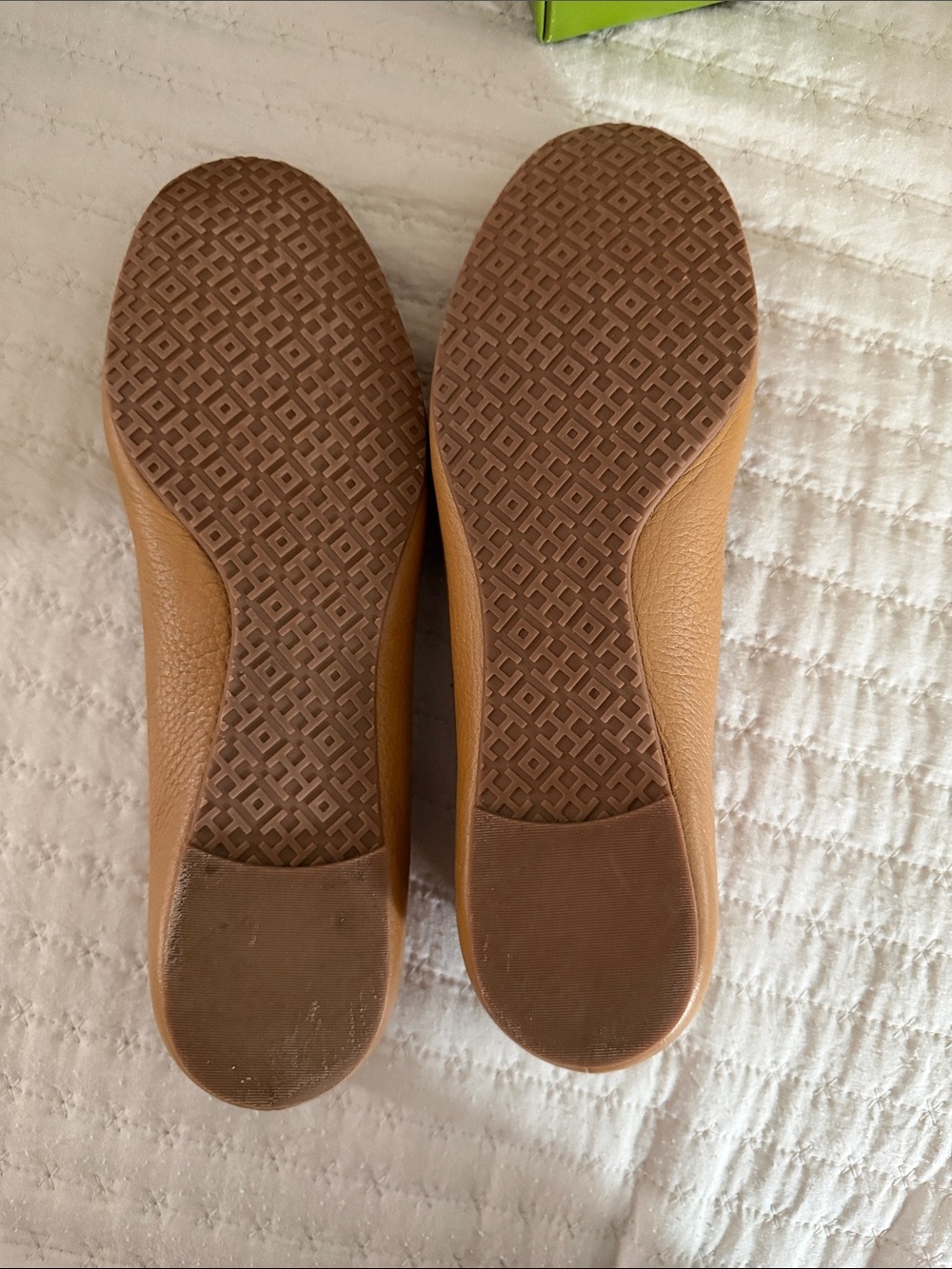 Tory Burch Tan Leather Logo Ballet Flat with Gold Emblem - Picture 3 of 4